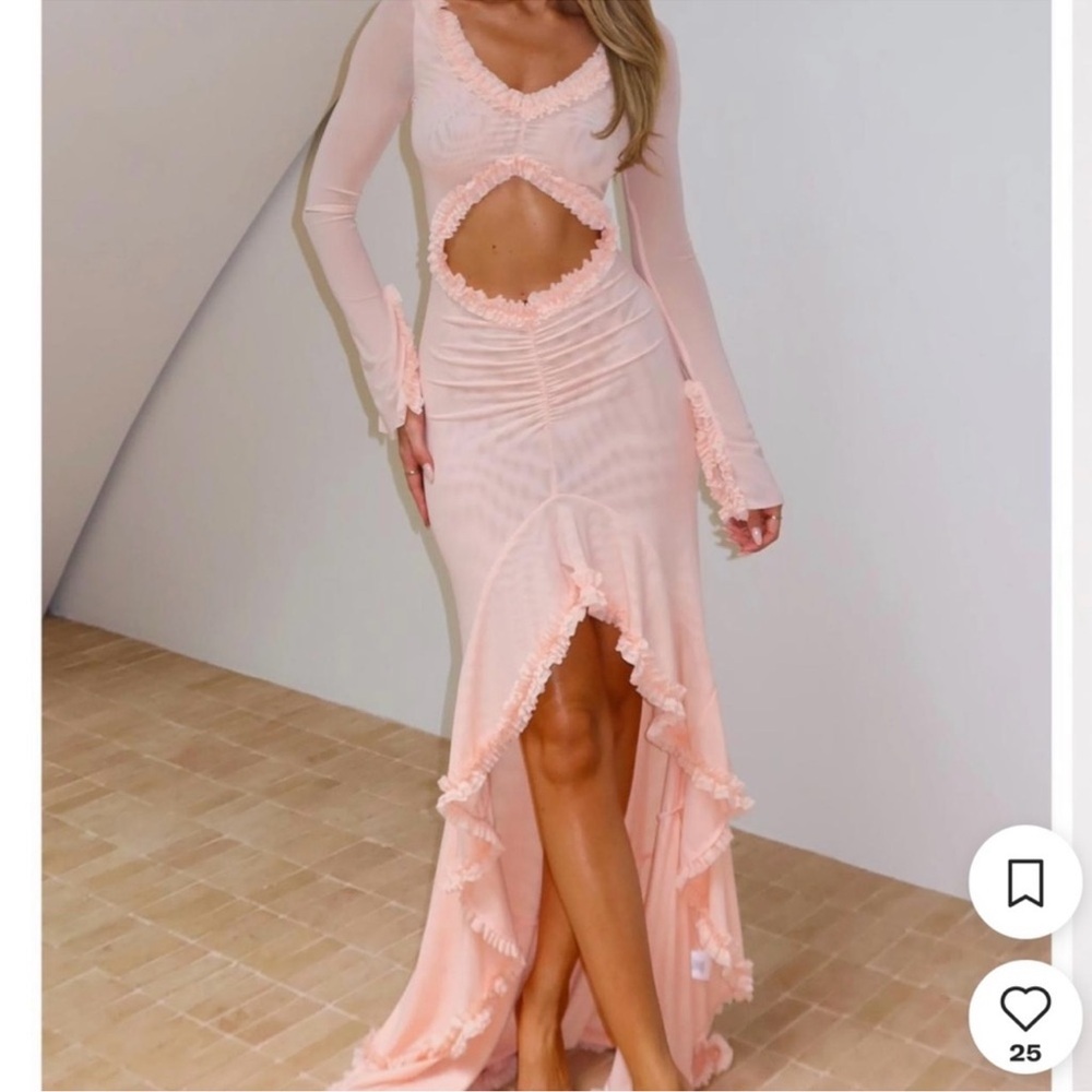 Elegant Pink Cut-Out Maxi Dress